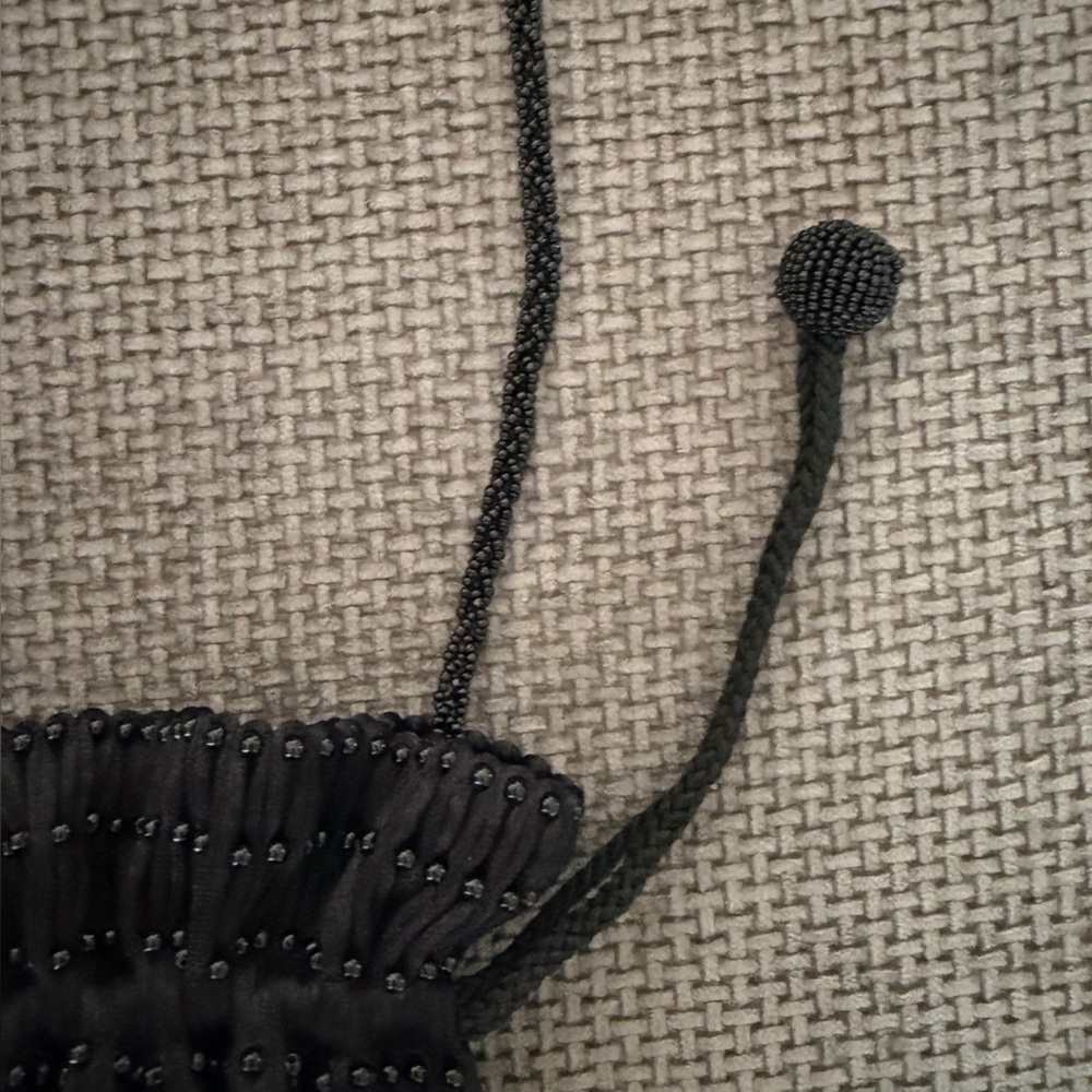 Black Beaded Mini Drawstring Pouch Bag Vanessa We… - image 6